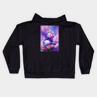 SURREAL PINK, BLUE  AND BLACK FLORAL PRINT Kids Hoodie